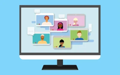 Personnes en visioconférence sur un écran d'ordinateur.